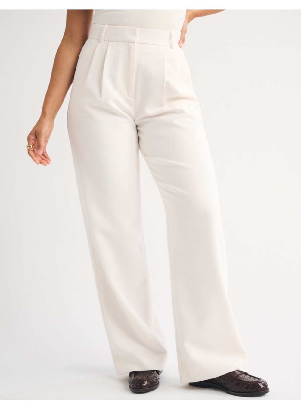Abercrombie & Fitch Cream Sloane Tailored Wide Leg Pant